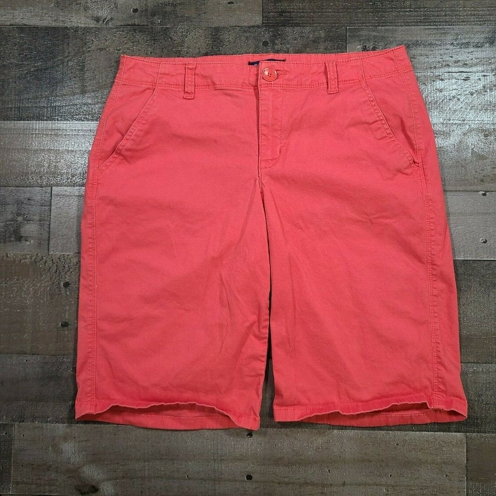 Bandolino Michele Bermuda Shorts Womens 8 Red Low Rise Flat Front Zip Closure